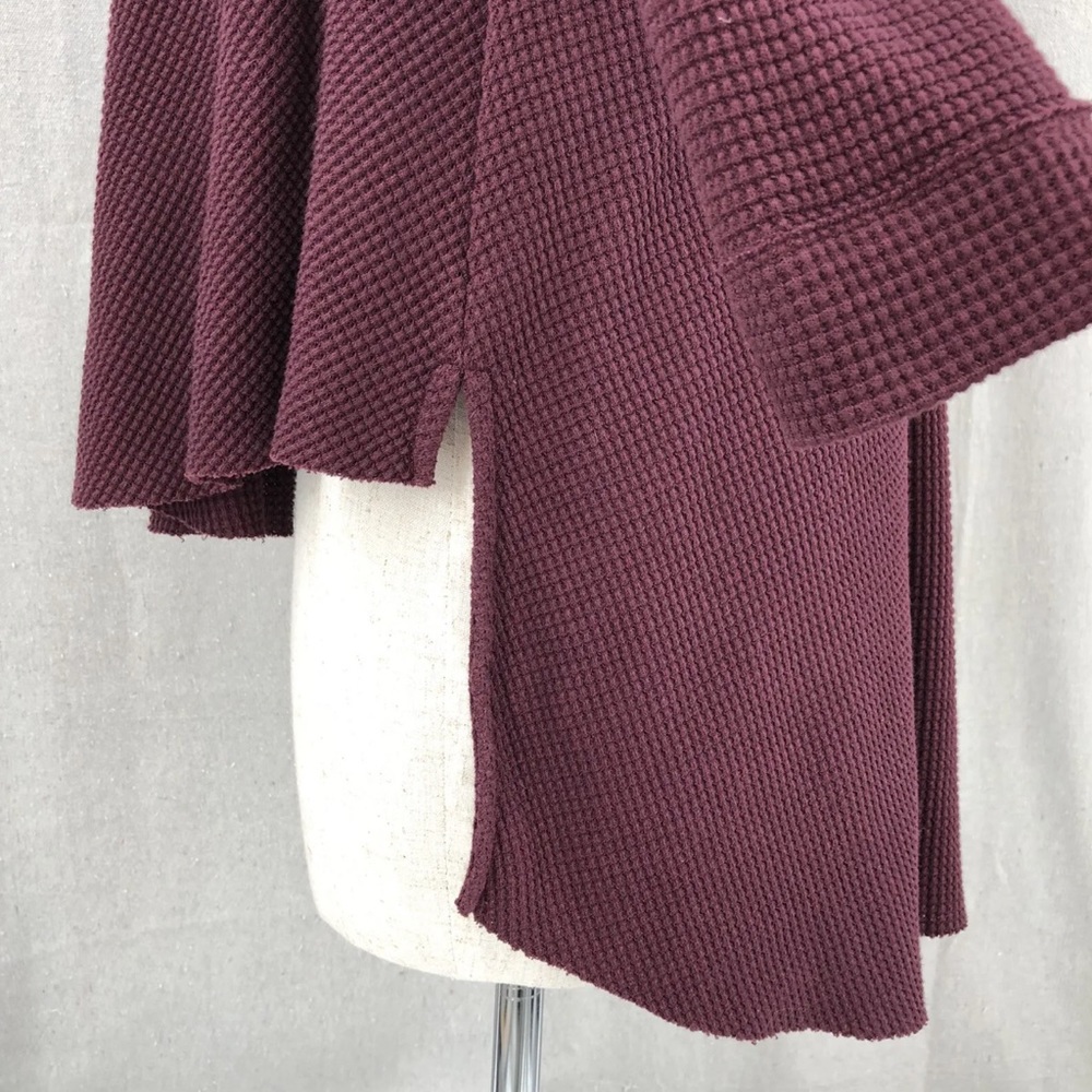 Free People Maroon Open Back Lace Waffle Top Medium - Picture 8 of 10